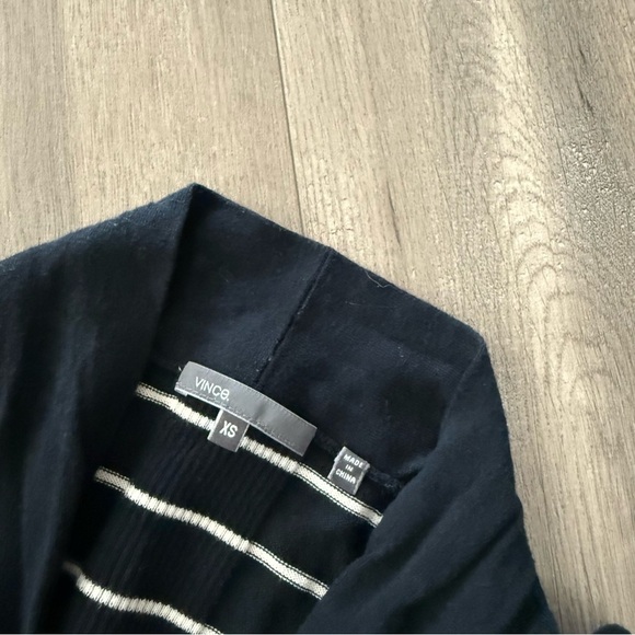 Vince Black Striped Button Down Tunic Cardigan Sweater - Picture 7 of 8